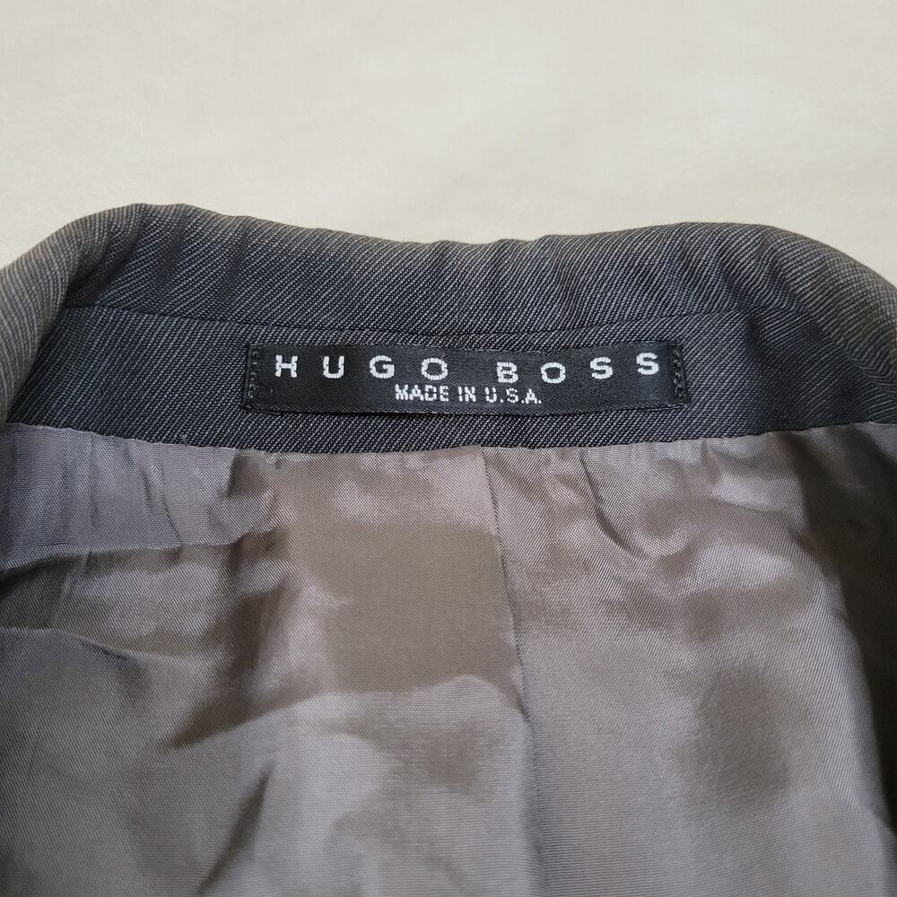 VTG Hugo Boss Sport Coat Jacket Blazer Mens 43R One Button USA Made Wool Gray - Picture 5 of 8